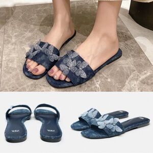 Zara Denim Butterfly Sandals